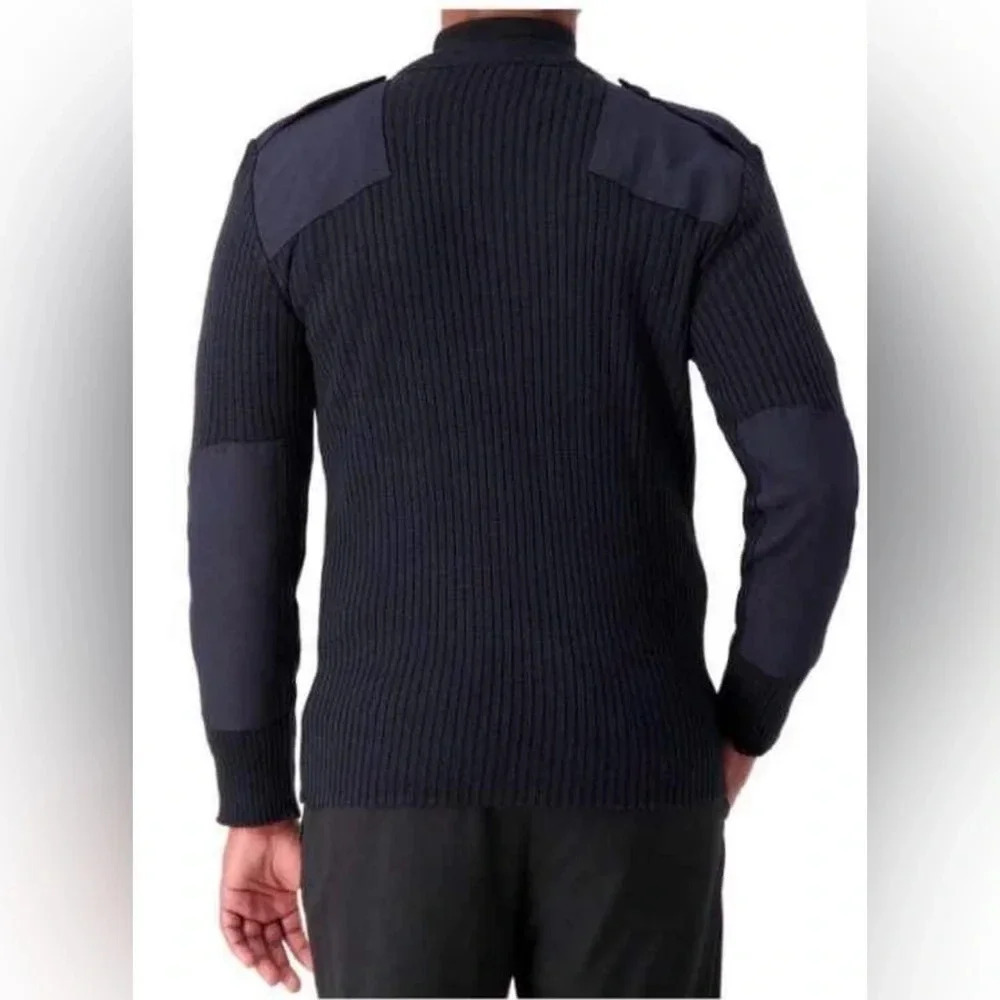 Cobmex Military V Neck Commando Blue/Black Ribbed Sweater Size 2X - Picture 2 of 12
